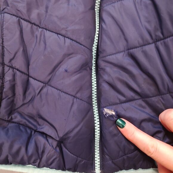 Eddie Bauer Puffer Coat Large (Size 14/16) Girls Reversible Blue Teal Logo *read - Picture 5 of 9